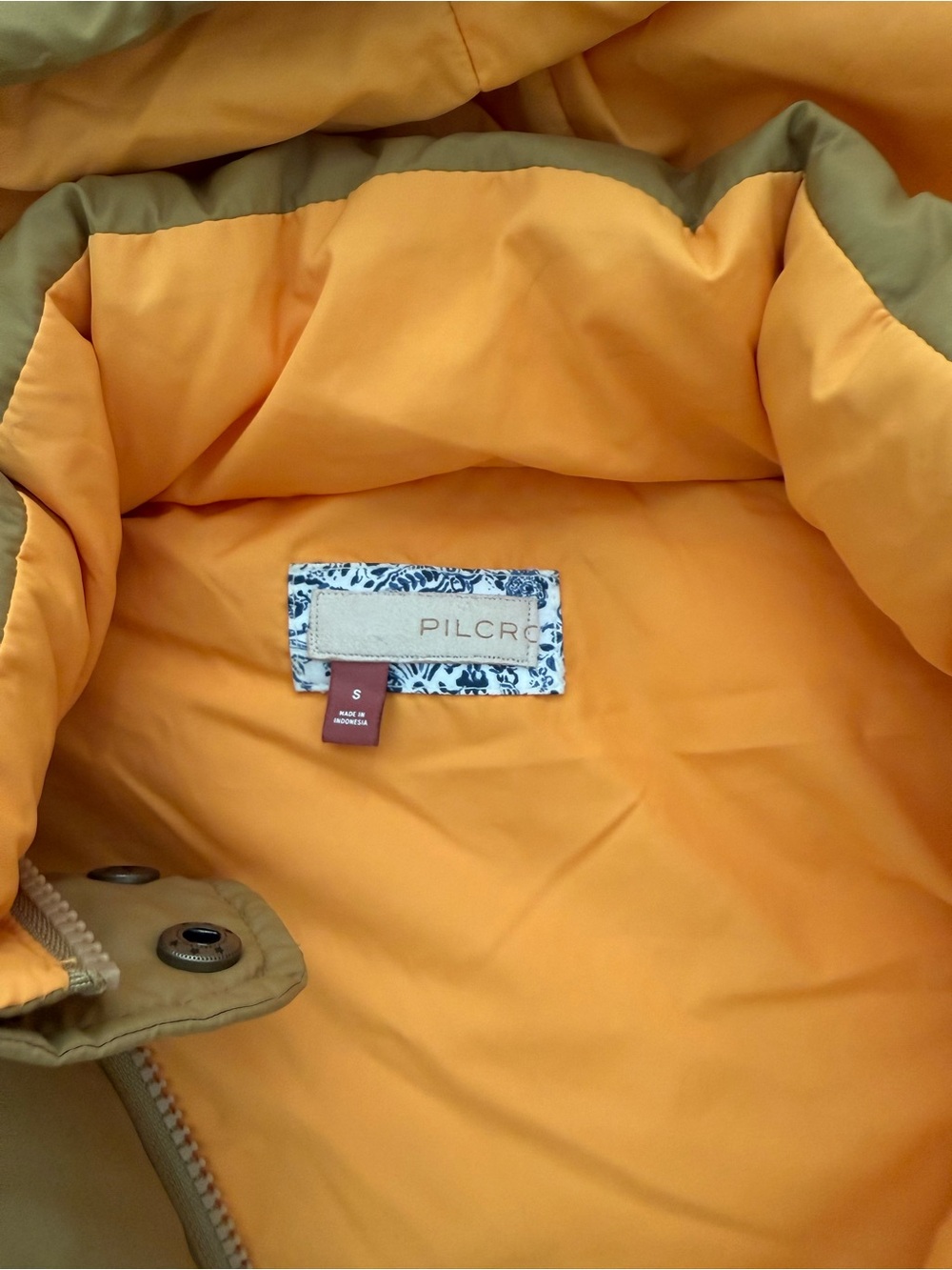 Anthropologie Removable Hooded Puffer Jacket - Mustard/Orange - Picture 3 of 5